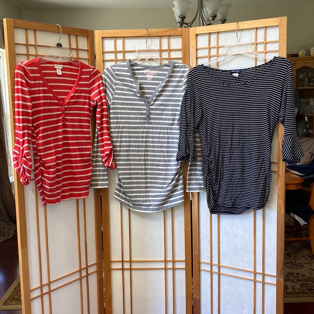 3 Striped Maternity Shirts